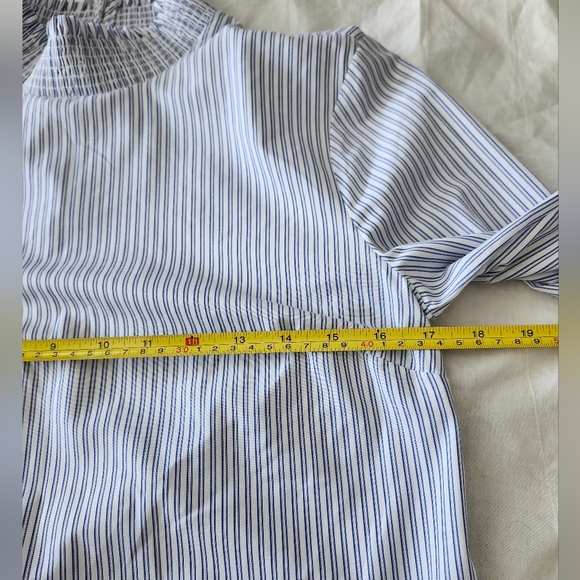 English Factory Bell Sleeves Blue White Stripe Pull-Over Top, Size S - Picture 9 of 12